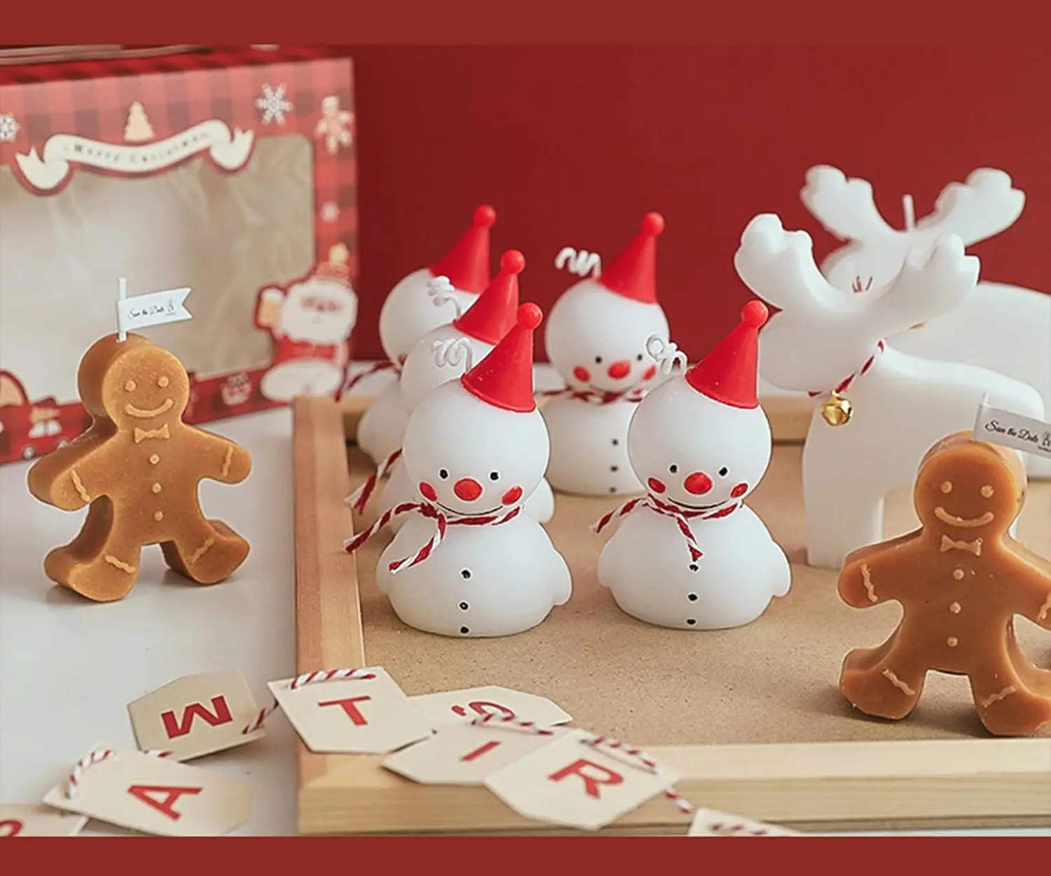 White-Snowman Christmas Scented Candles Birthday Party Anniversary Cake Decorations Creative Party Candle Mini Holiday Aroma