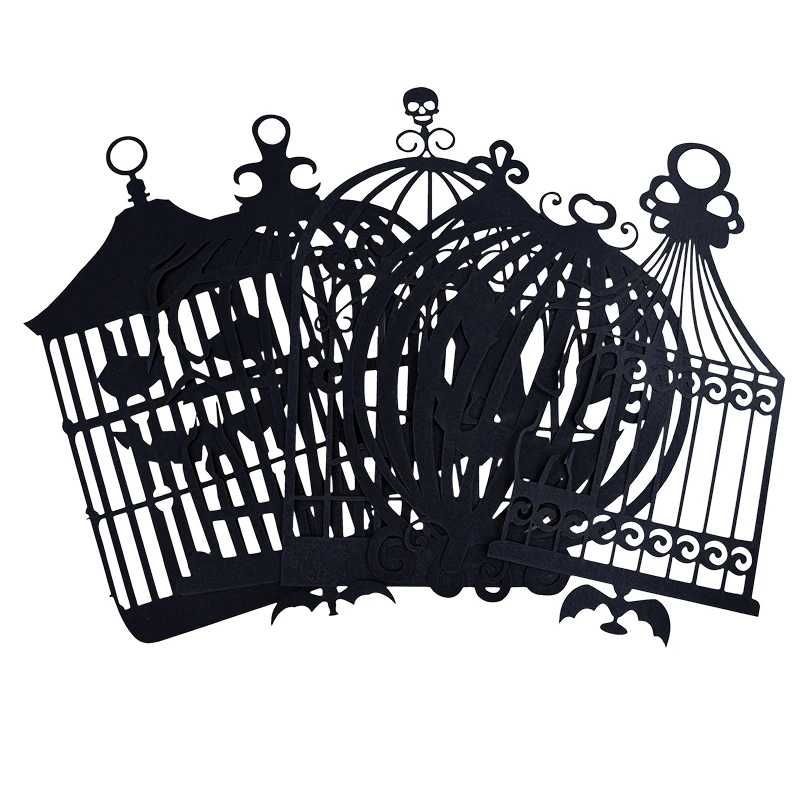 Halloween schwarze Krähe Vogelkäfig hängen Ornamente Papier Banner Girlande für Halloween Party Home Innendekoration Horror Requisiten – Detail 8