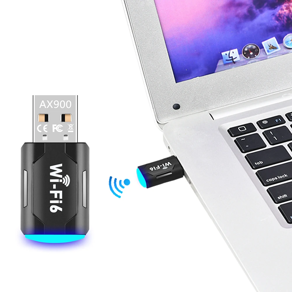 WiFi6 스마트 네트워크 카드 900Mbps 드라이버가 필요 없는 무선 네트워크 카드 PC 컴퓨터용 2.4G&5GHz WiFi 6 USB 어댑터