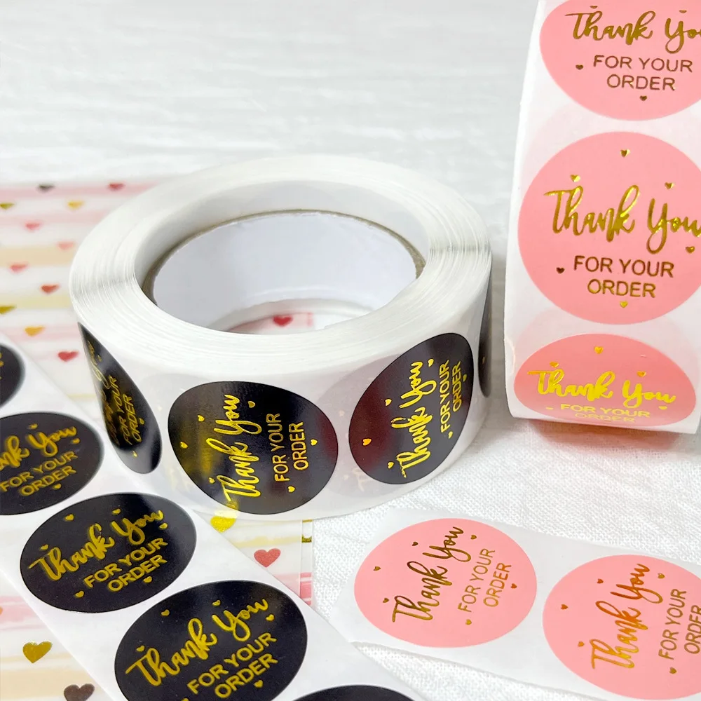 Description Picture 3 of item50/500pcs Round Thank-You Gilding Powder Sealed Sticker Gift Store Holiday Party Decoration Label Scrapbook Stationery Sticker