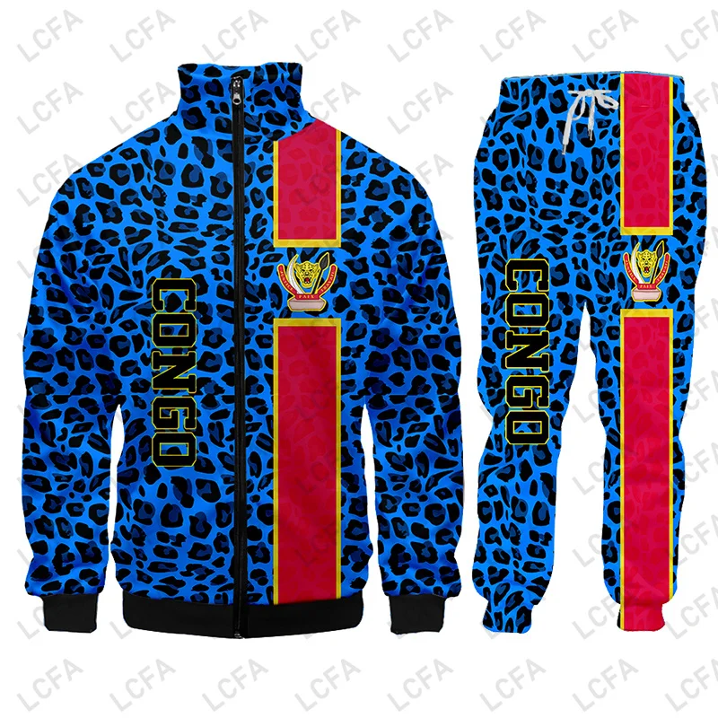 Democratic Republic Of The Congo Flag 3D Print Leopard Sweatshirt Unisex Casual Pullover Tracksuit Men  Men Clothes Sport Jersey 2