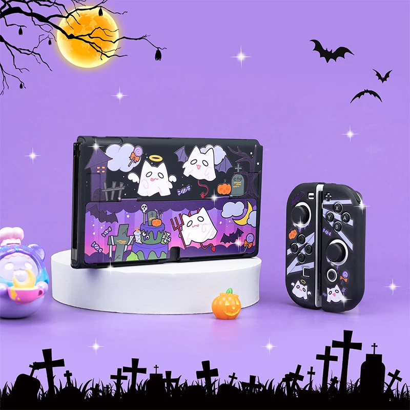 2022 Nuovo Nintendo Switch Oled Shell Cute Ghost Black Custodia Protettiva Per Nintendo Ns Switch Console Split Design Joycon Cover