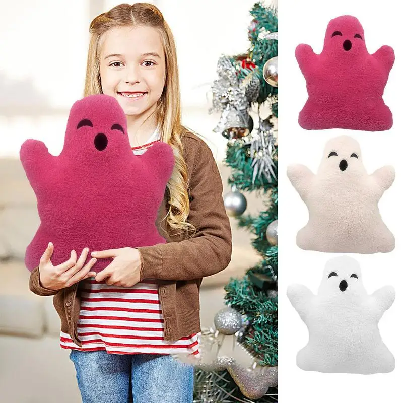 Plush Ghost Pillow Halloween Ghost Plush Pillow Home Sofa Bedroom Decorative Cushion Ghost Plushie Spooky Cuddly Back Pillows