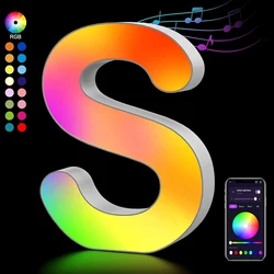 Customizable Smart LED Alphabet Night Lights - USB Powered Decorative Lamps with App - Controlled RGBW Colors and Music Sync - USB Plug (Light S)