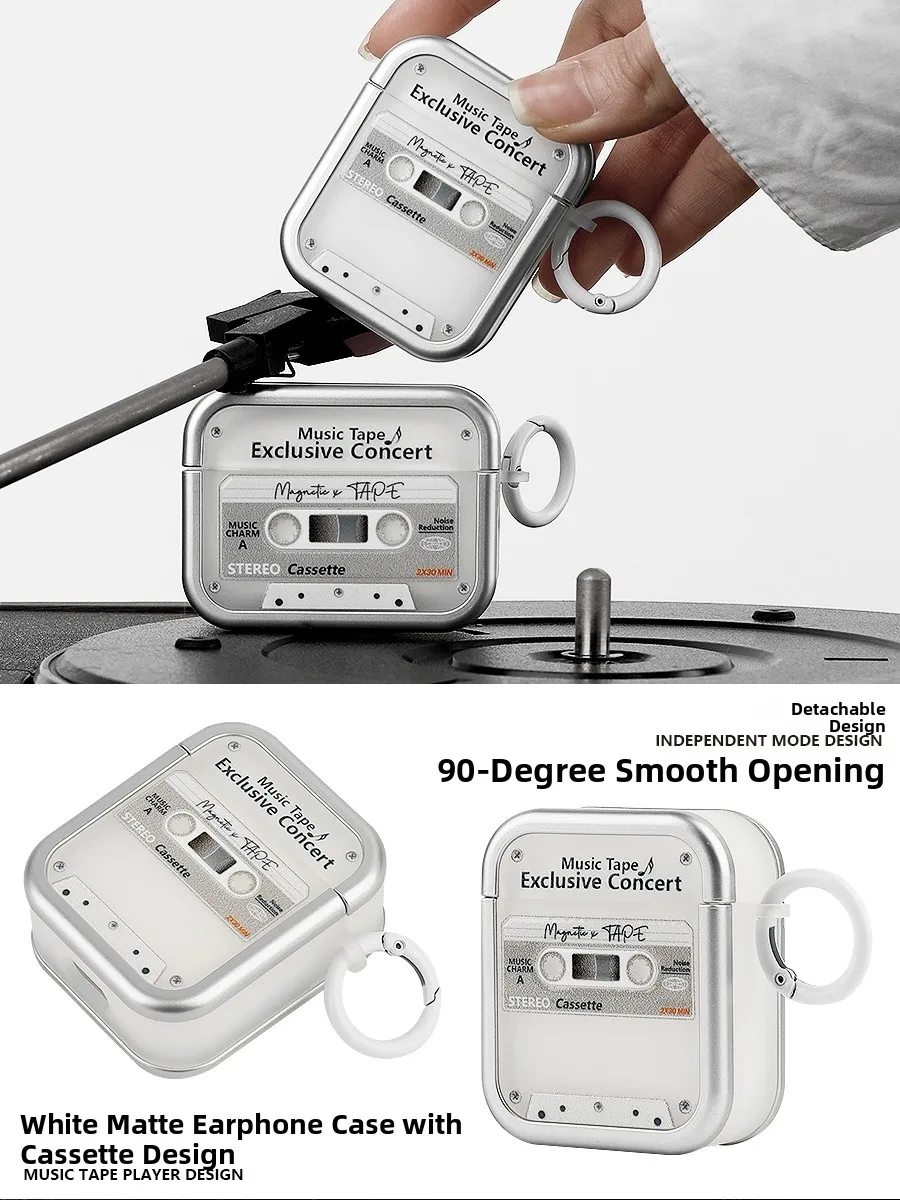 Retro Tape Design Protective Case for   24 Gen Wirel Bluetooth Square Earphone Detachable Soft ell Cover