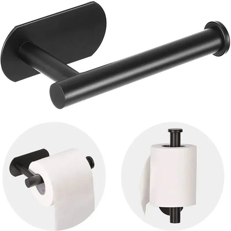 Stainless Steel Paper Towel Holder Adhesive Toilet Roll Paper Holder No Hole Punch Kitchen Bathroom Toilet Lengthen Storage Rack