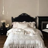 800TC Lyocell Bamboo Fiber Soft Silky Bedding Set Rose Floral Embroidery Lace Ruffles Duvet Cover Flat/Fitted Sheet Pillowcases 5