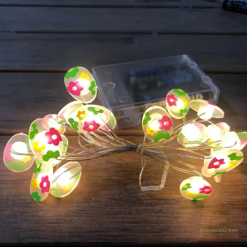 QX2E Easter Bunny Carrot Led Light String 2M 20 Lights Fairy Lamp Copper Wire for Home New Year