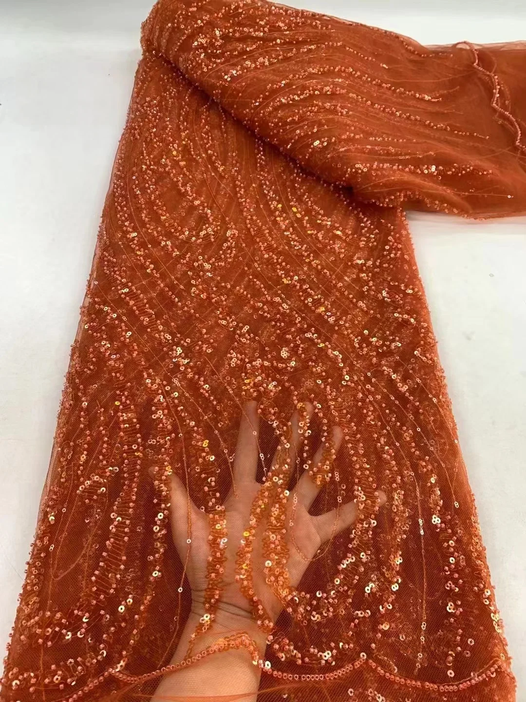 French Tulle Sequin Lace Fabric African Groom Lace Fabric 5 Yards For Nigeria Wedding Party Dress