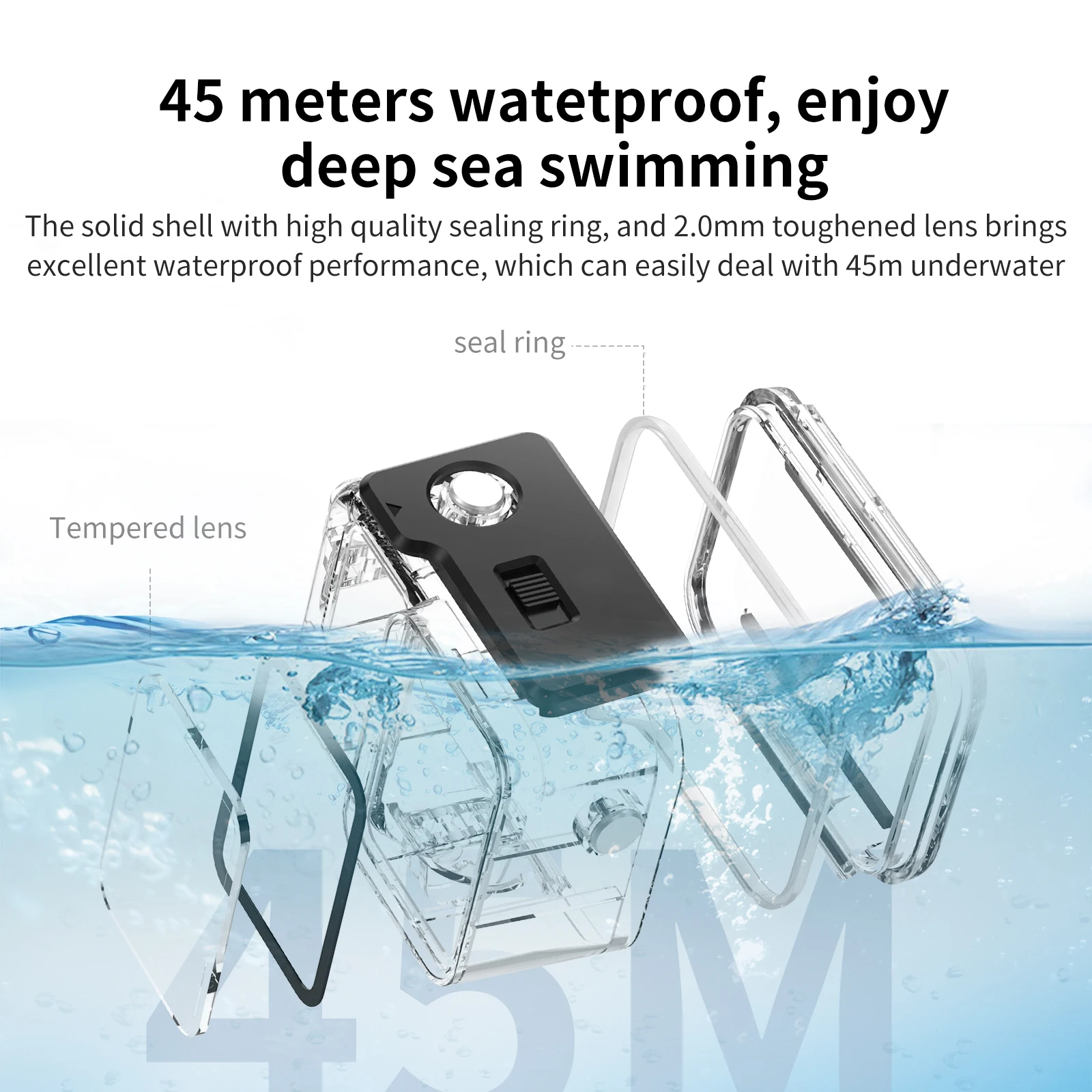 Waterproof Housing Protective Cover Underwater 45M Dive Shell Dive Case for Insta360 Ace Pro 2 / Pro Sports Camera Accessories