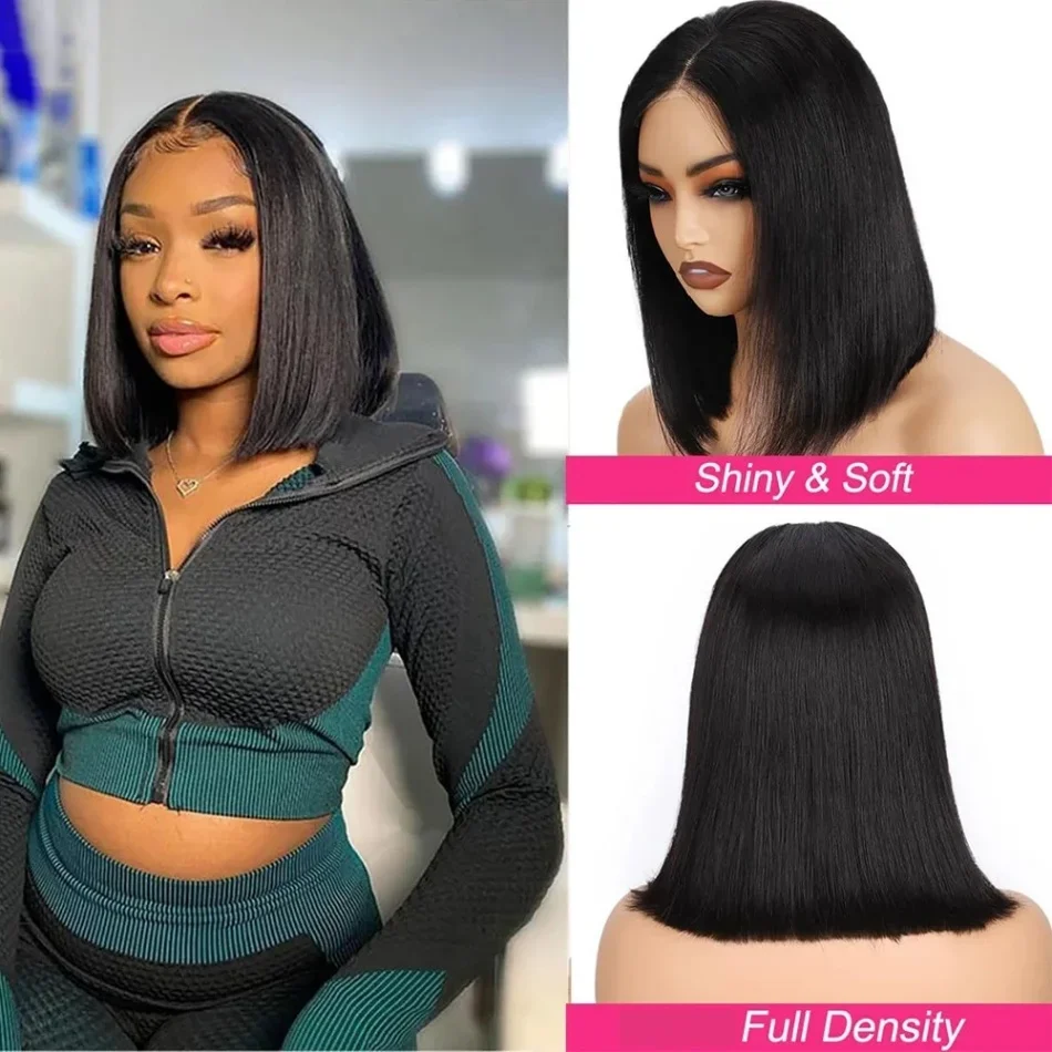 Ready To Wear Glueless Bob Straight Wig 4X4 5X5 Short Bob No HD Lace Frontal Wig Closure Black Wigs For Women 1