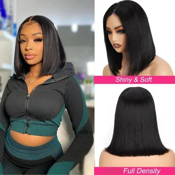 Ready To Wear Glueless Bob Straight Wig 4X4 5X5 Short Bob No HD Lace Frontal Wig Closure Black Wigs For Women 1