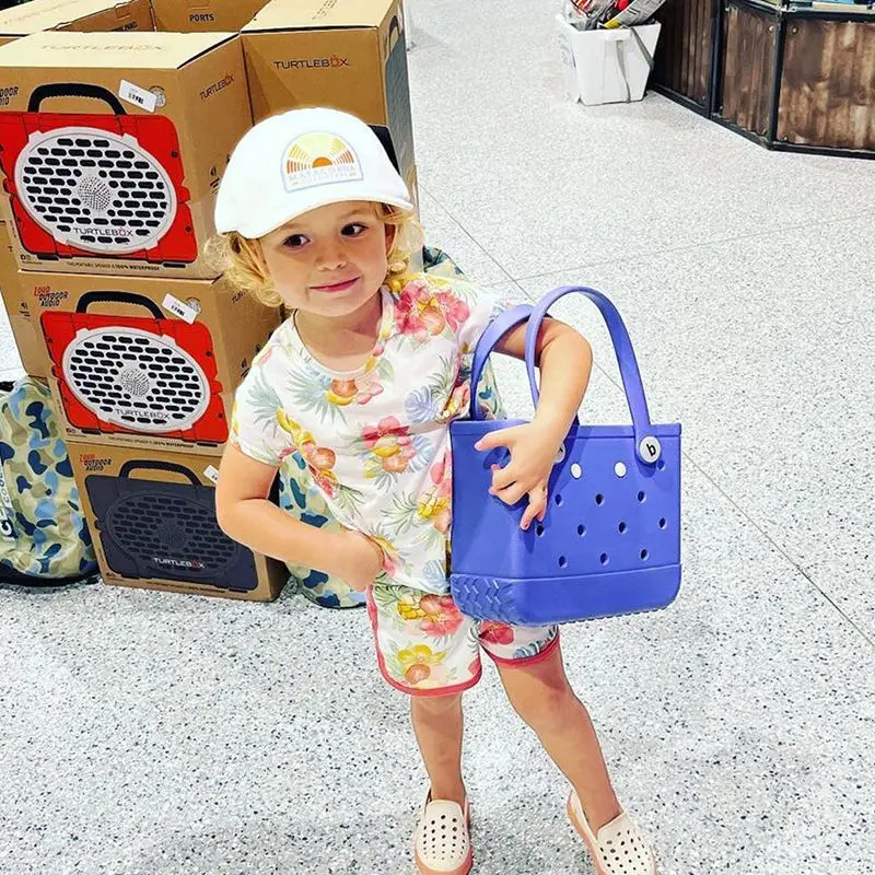 New Children Beach Bogg Bags Fashion Cute Summer Storage Baskets Children's Outdoor Picnic Tote Small Solid Color Eva Jelly Bag