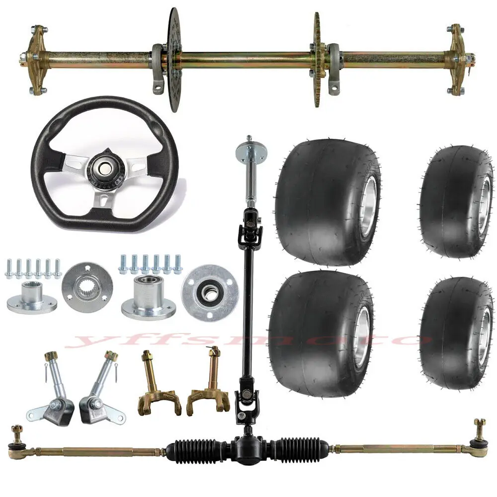810mm Go Kart Rear Axle Kits / 5\'\' Tyre /Steering/ Wheel Hub for Go Kart Cart Cart Trike ATV Four Wheeler Mini