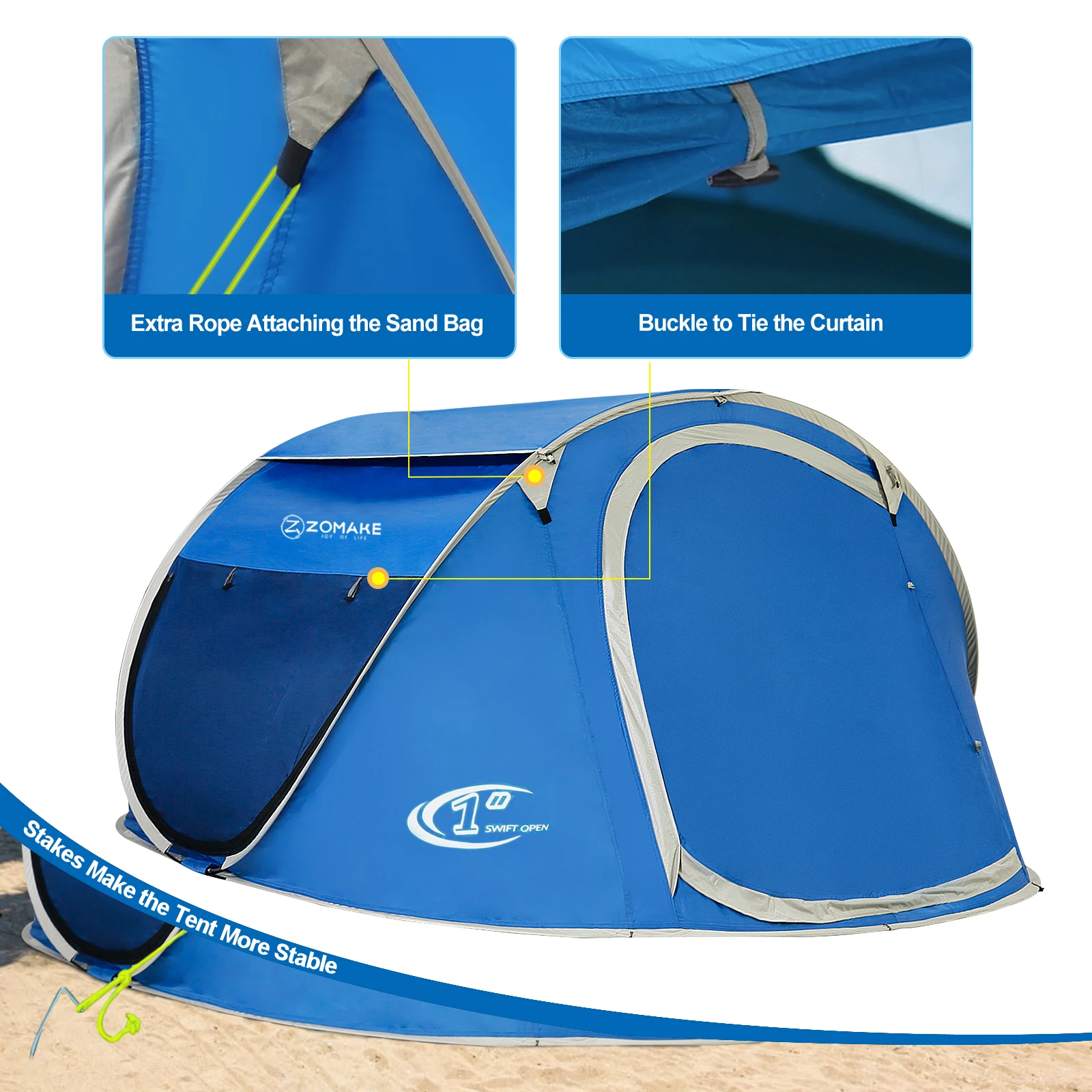 Pop Automatic Camping Tent | Zomake Instant Beach Tent | Pop