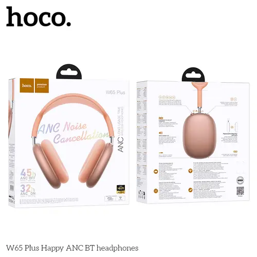 HOCO W65 Plus ANC Noise Reduction Bluetooth Headphones Over The Ear Wireless Big Earphone Hifi Sounds Sport Headsets With Button - Image 11