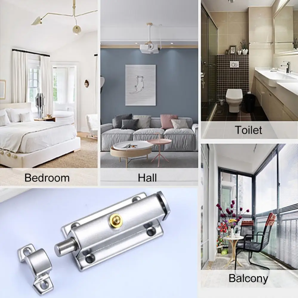 3 Inch Stainless Steel Automatic Spring Door Latch Bolt Anti-theft Security Button Open Self-elastic Lock Door Hardware door latch
