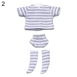 Striped Knit Doll Outfit with T-Shirt, Shorts, & Socks - Cute Gift Set (2)