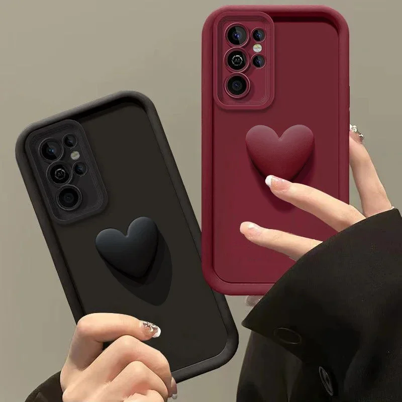 Charming 3D Love Heart Silicone Phone Case