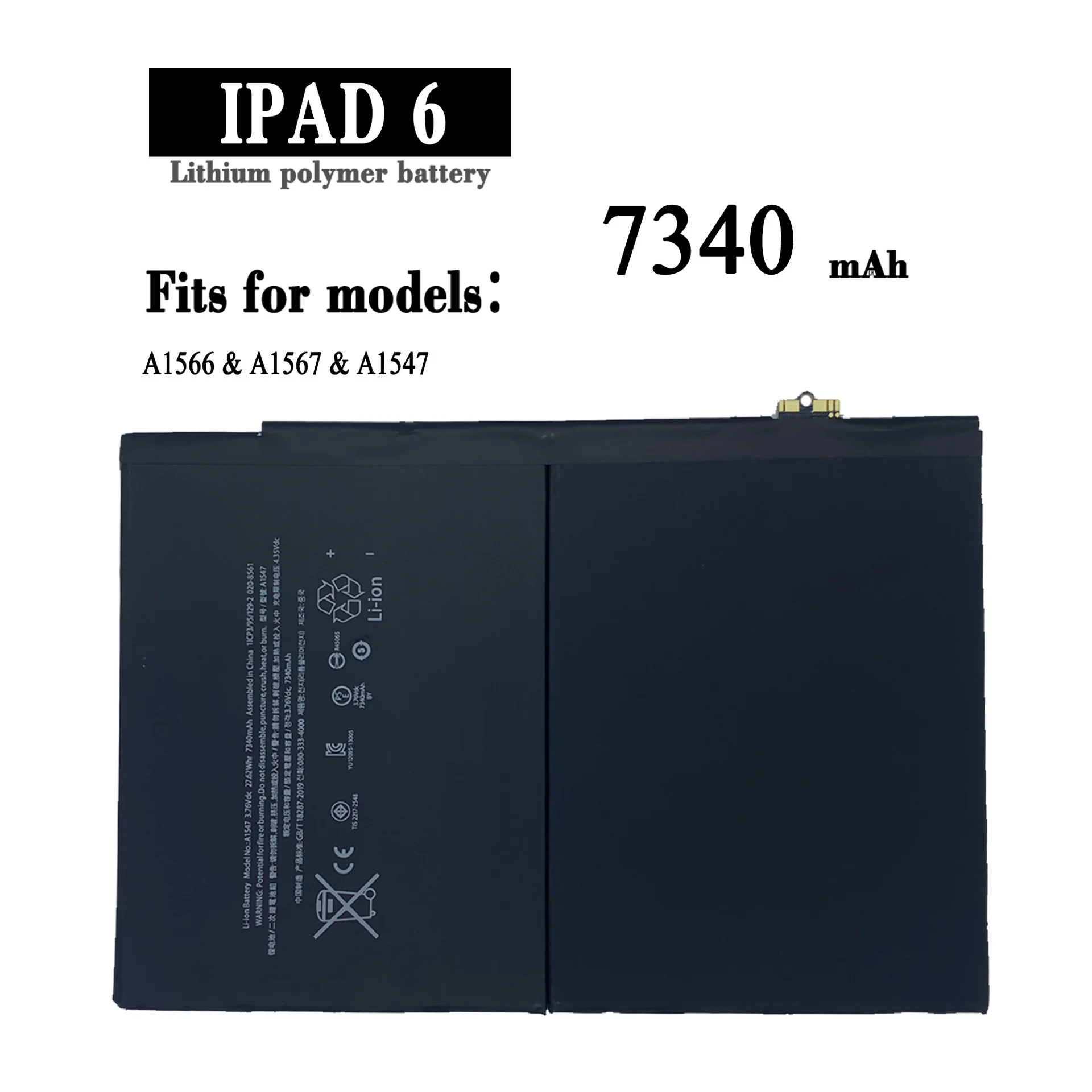 

Battery For iPad 6 Air 2 A1547 7340mAh A1566 A1567 Li-polymer Tablet Bateria +Free Tools For Apple iPad Air2 iPad6 Battery