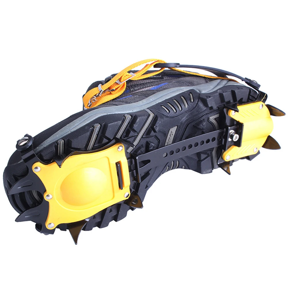 1 Pair Ice Crampons Stainless Steel 10 Teeth Snow Grips Crampons Adjustable with Carry Bag for Hiking Climbing Fishing Jogging