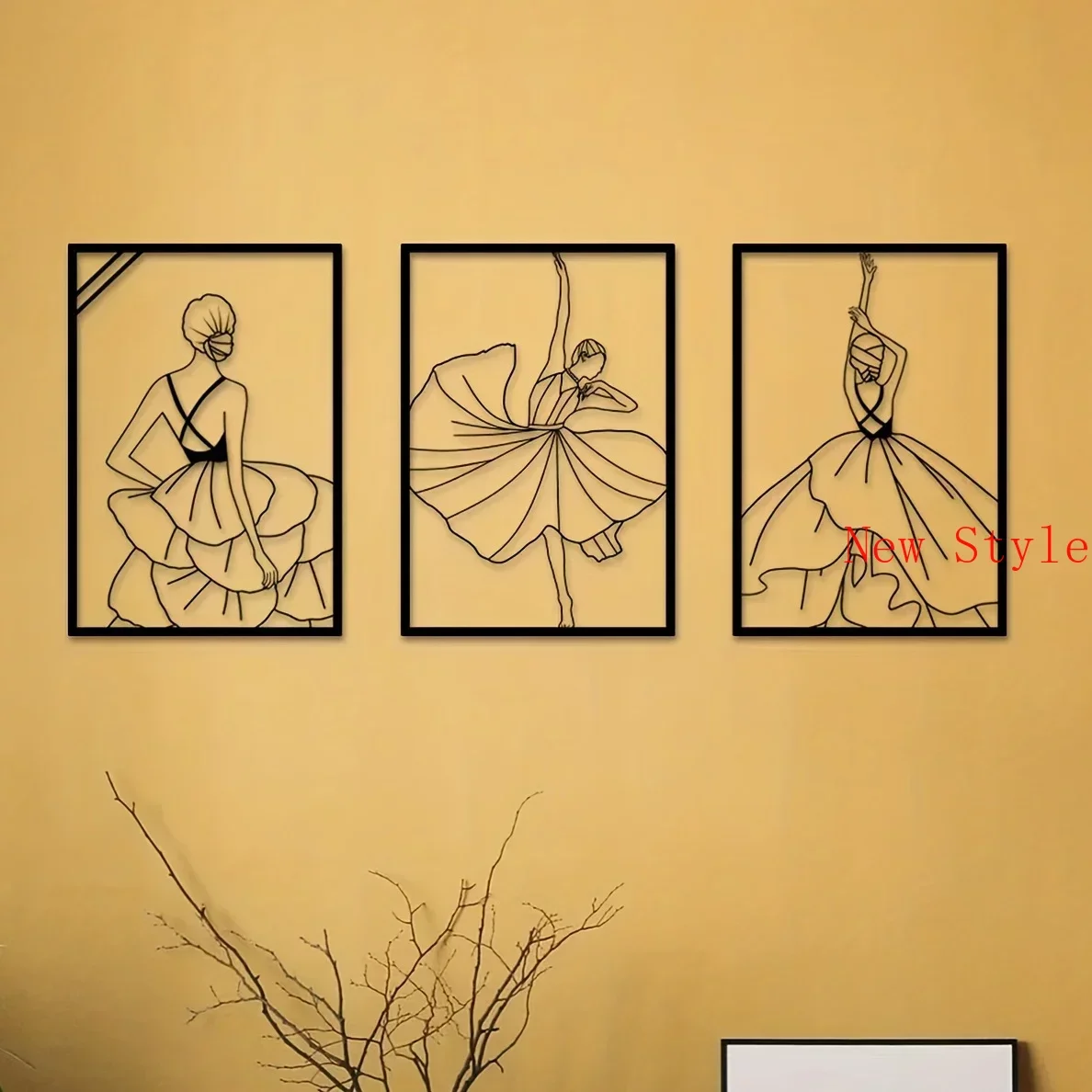 

3 Pc Metal Modern Minimalist Feminine Wall Hanging Decor Abstract Line Drawing Female Dancer Simple Line Art Home Decor Dance Ho