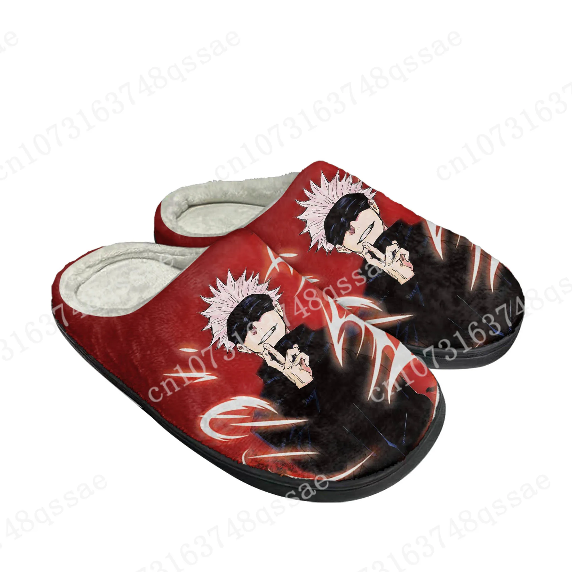 

Тапочки Satoru Gojo juютсу Kaisen домашние хлопковые на заказ, мужские и женские сандалии, плюшевая Повседневная сохраняющая тепло обувь для спальни, термотапочки