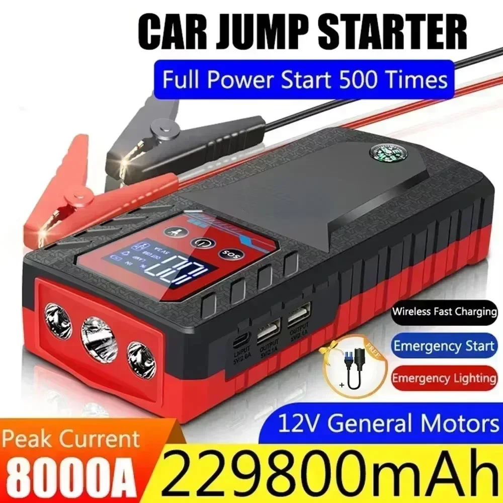 Car Jump Starter 229800mah 12V Automobile Emergency Booster Power Bank Diesel Gasoline