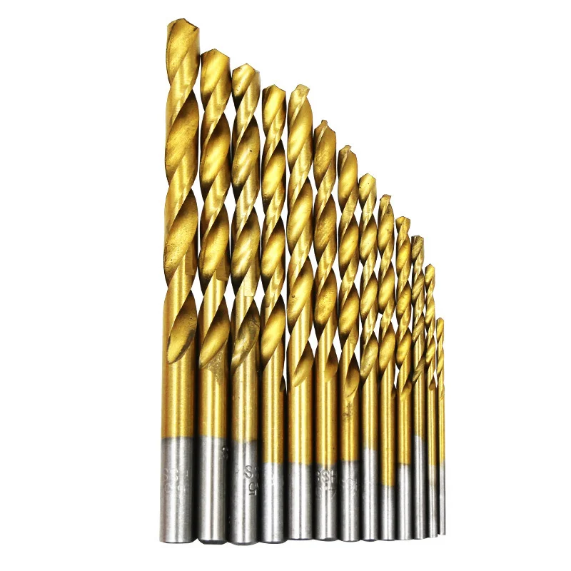

13pcs 1.5-6.5mm HSS Round Shank Twist Drill Bit Set Titanium Coated Hole Cutter High Speed Steel Gun Drill Bit Woodworking Tool