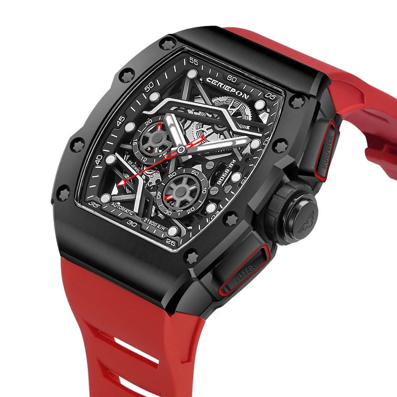 שעונים אוטומטיים חדשים לגברים 2025 עיצובים פגני חורים כרונוגרף עמיד למים שעון מכני לגברים