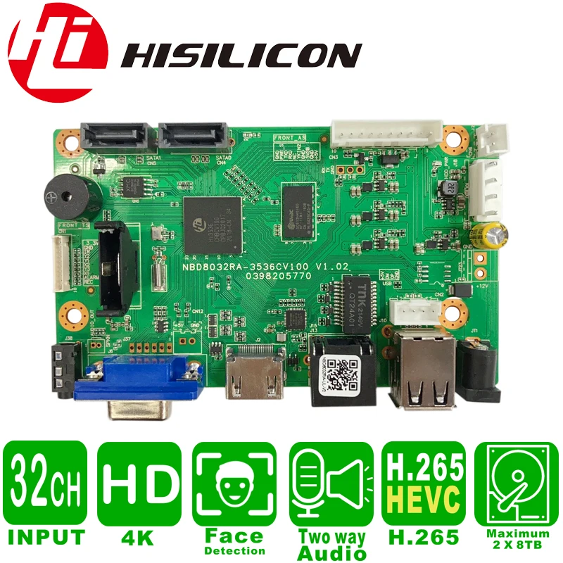 Nvr 32Ch 4K Ip Recorder Board Motion Detection Video Recorder Linxu Onvif Xmeye 2*Sata Hdmi Vga Vms Cctv Nvr Security Protection network video recorder