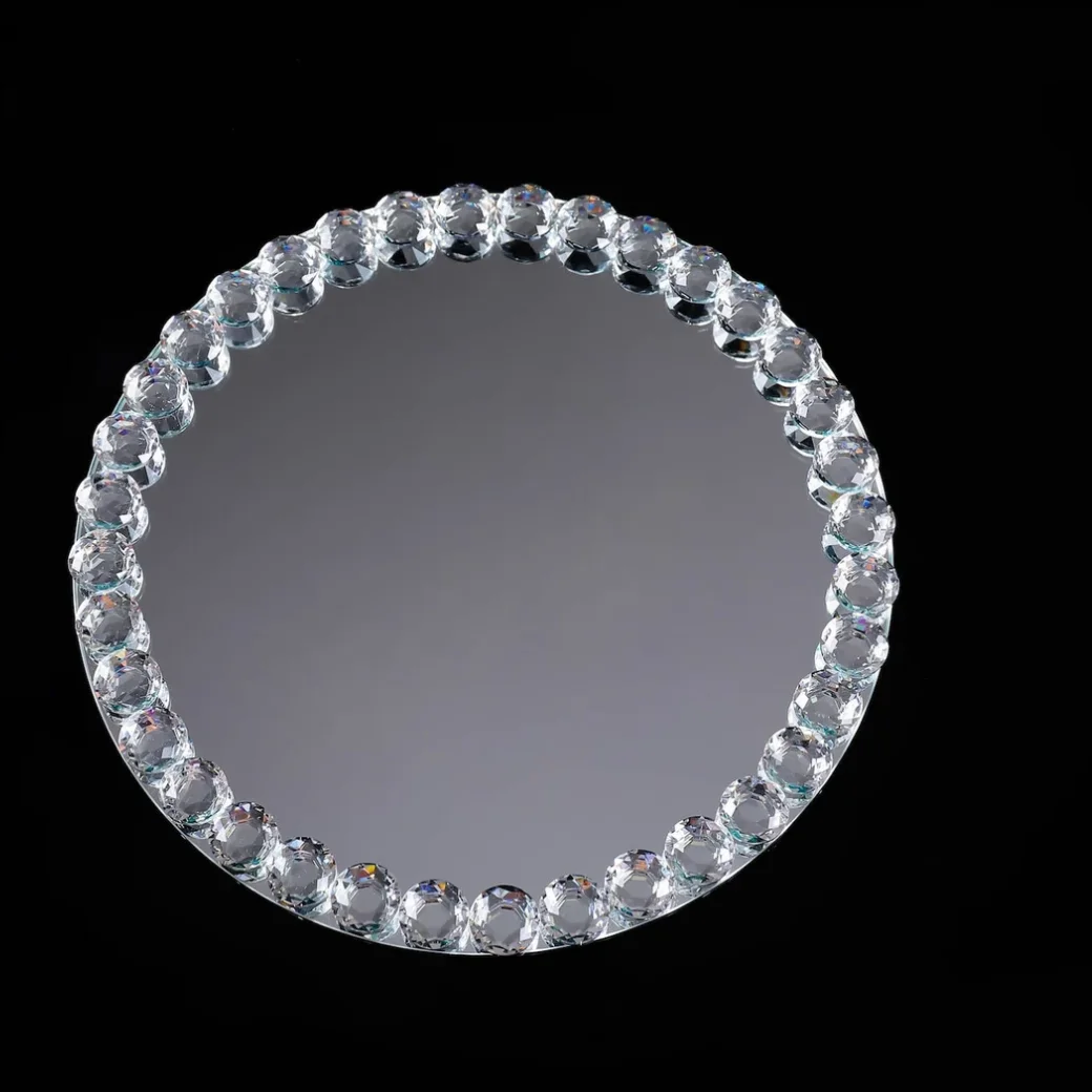 13&Prime; Mirror acrylic Charger Plates with Crystal Rim senyu2862