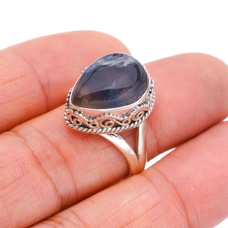 

StarGems® Natural Fluorite Handmade 925 Sterling Silver Ring 8 F2068