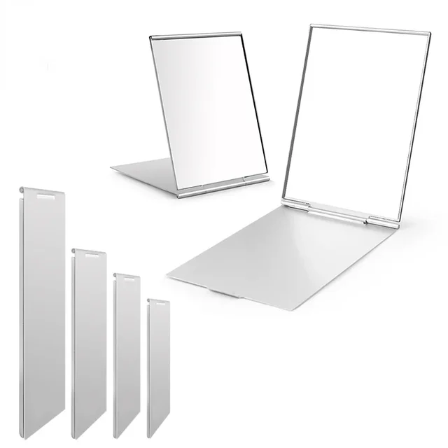 Mini miroir de poche pliable en aluminium, portable, maquillage, voyage, main, petit, vanité, pliable, compact, outils cosmétiques 6