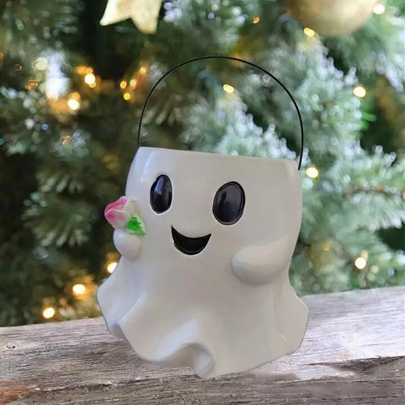 Ghost Halloween Bucket Child Basket Trick-or-Treat Bucket Halloween Goodie Bags Candy Holders Container For Kids