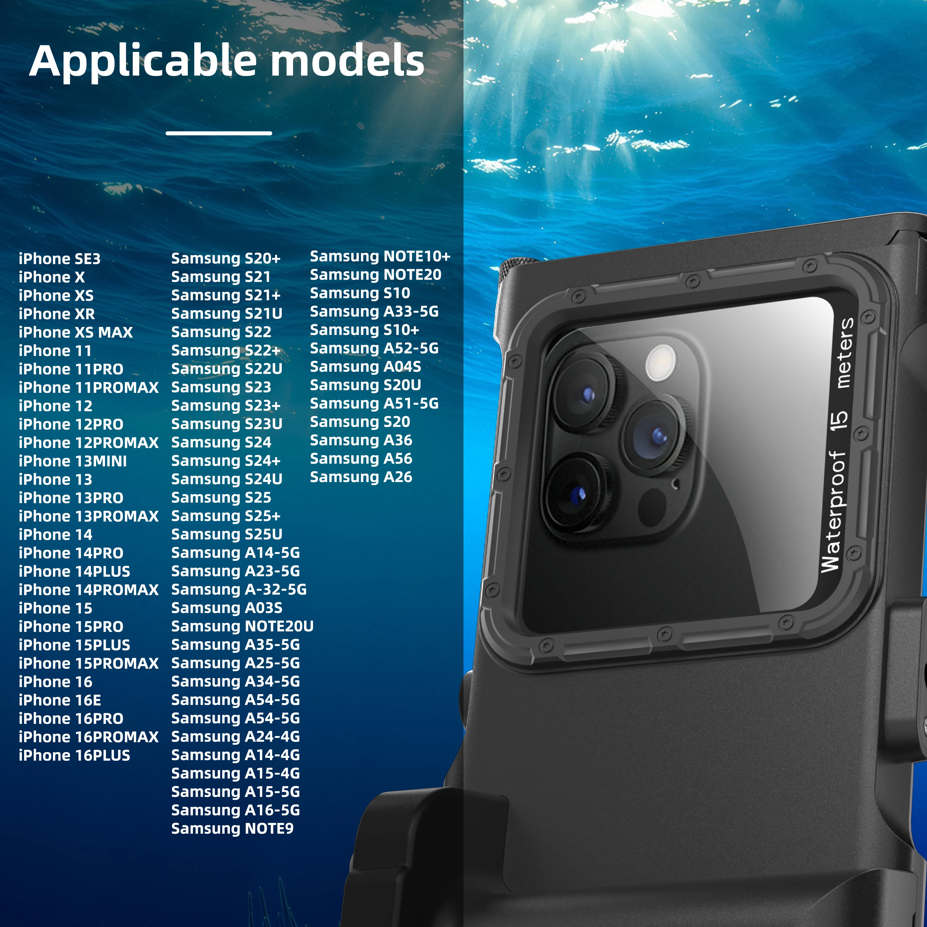 Waterproof Phone Case Shellbox Newly Upgraded IP68 Bluetooth Control 15M/50ft Diving/Swimming Photography Professional Diving