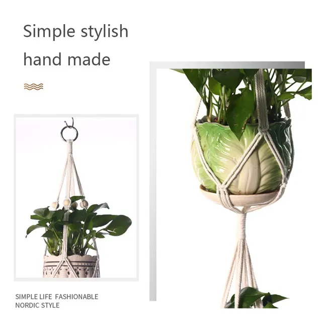 Függő Növényi Kézzel Készített Makrame Fogas Virág Edény Ültetvényes Udvari Udvar Kerti Fal Dekoráció Hangin - Image 3
