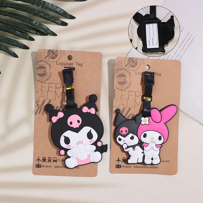 

Sanrio Kuromi Mymelody Мультяшные аксессуары для путешествий в стиле милых аниме чемодан ID Addres держатель имени багажная бирка подарки