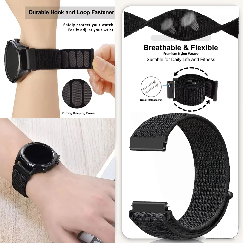 Nylon Breathable Loop Sport Watchband Bracelet in Multiple Sizes