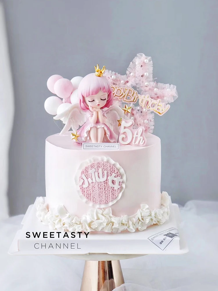 Украшение для выпечки торта на день рождения девочек Радужный замок открытка дня