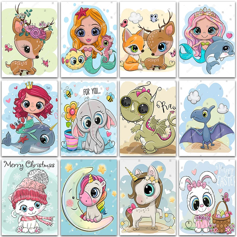 

new 5D DIY Diamond Painting animals mermaid unicorn deer whale Home decoration Full Square&Round mosaic embroidery Cross stitch