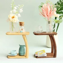 

1:12 Mini Dollhouse Furniture Miniature Wooden Tea Table Bedside Table Cabinet Mini Living Room Decor Doll House Accessories