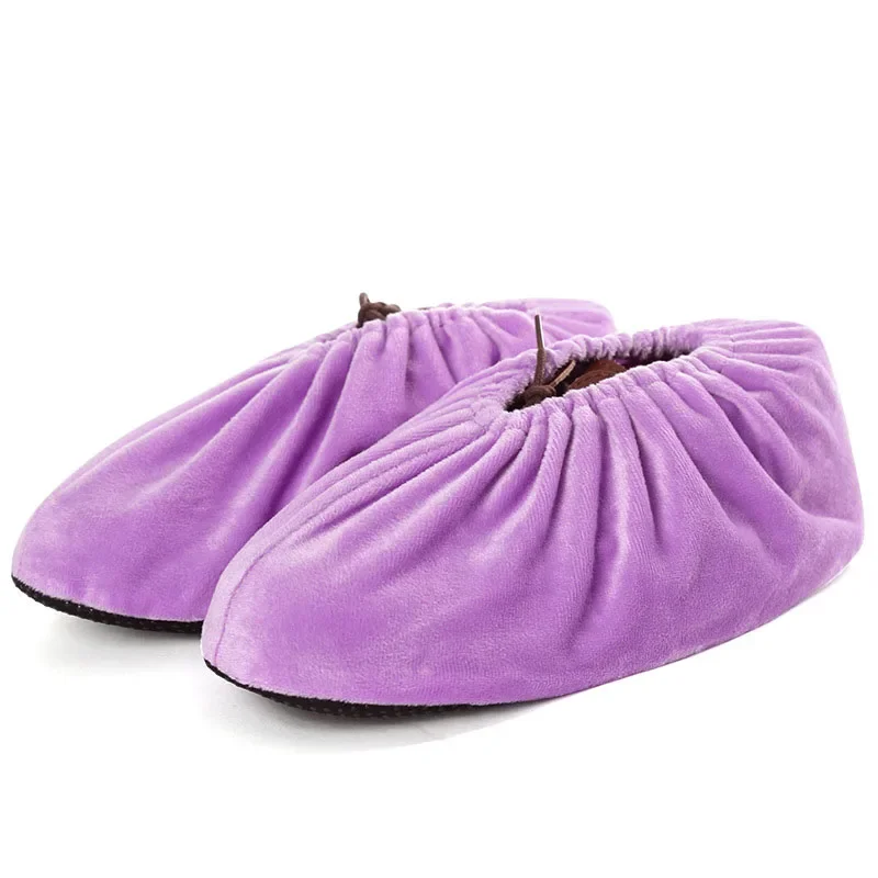 Shoe Covers 2pcs/Set Flannel Non-slip Solid Color Washable Reusable Keep Floor Cleaning Indoor