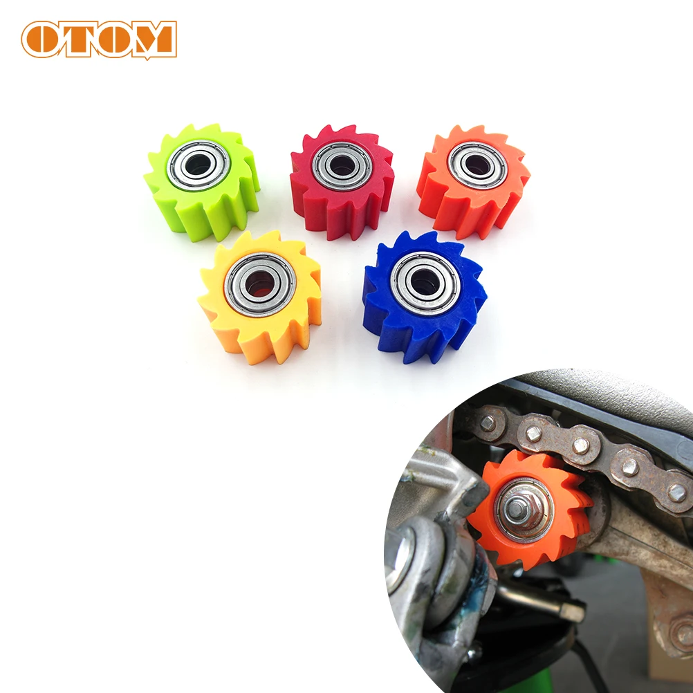 OTOM 2 Pcs Motorbike Chain Rollers (Serrated) Tensioner Pulley Wheel Guide Standard Parts For Dirt Street Bike Enduro Motorcycle