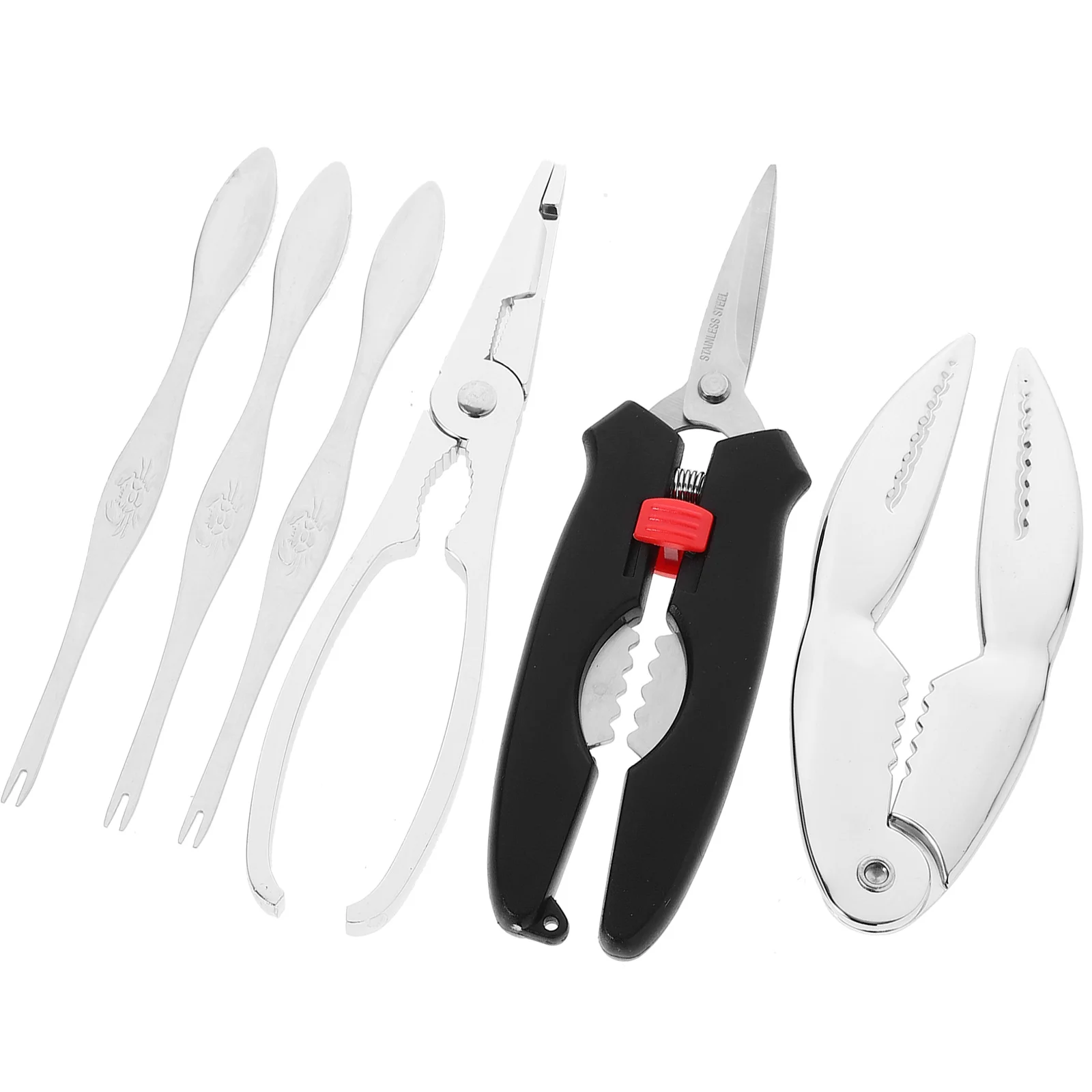 

Kesyoo Seafood Tools Nut Plier 6Pcs Seafood Scissors Crab Crackers Tools Crab Leg Crackers Picks Set Picks Knife Shellfish