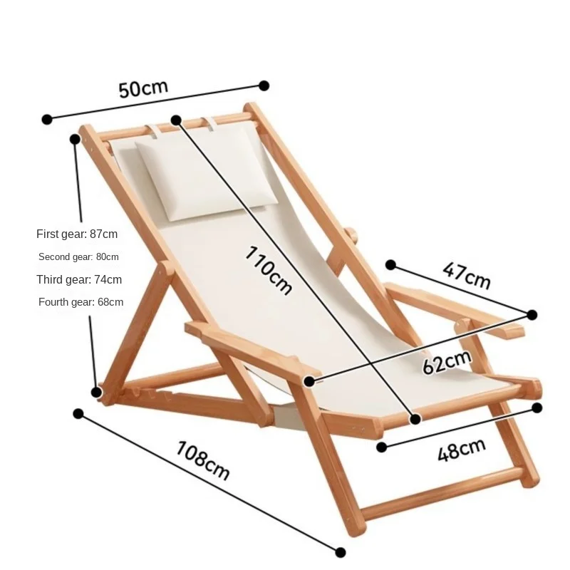 Folding Chair Folding Portable Chairs Solid Wood Lounge Chair Balconies Home Leisure Outdoor Canvas Beach Chairs Outdoor Camping Camping Chair