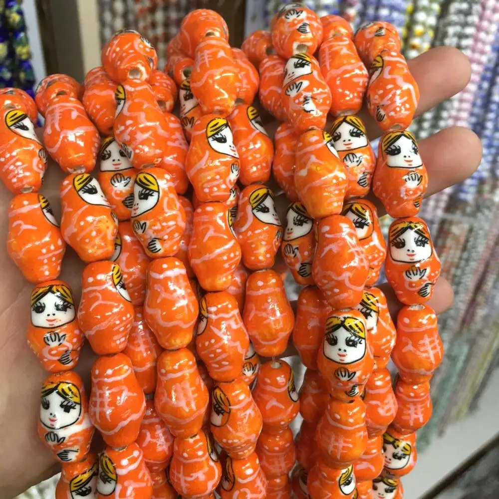 Glass Multicolor Doll Bead Cute Lampwork Flower Porcelain Loose Beads For Jewelry Making DIY Bracelet Necklace Accessroeis