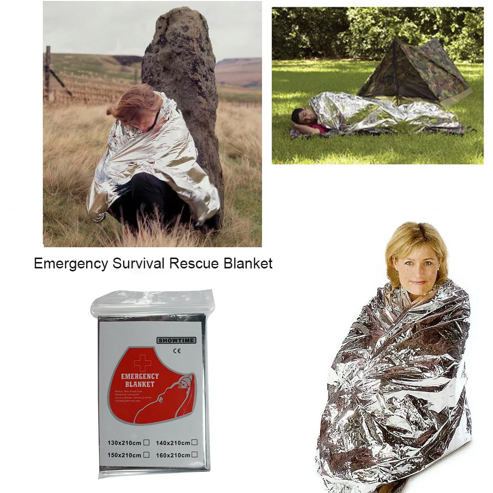 Outdoor Molle Emergency Rescue Blanket Lifesave First Aid Kit Military Bushcraft Survival Blankets Insulation Thermal Foil Cover 5
