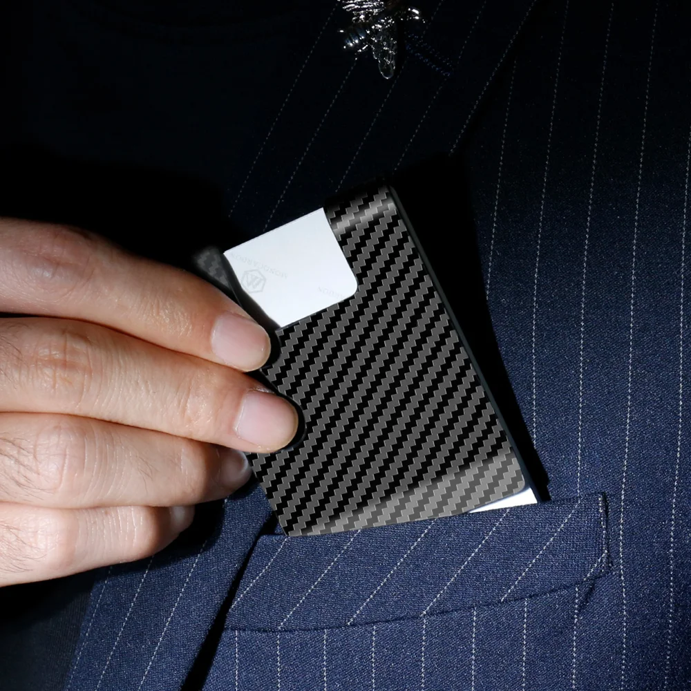 Hot Selling Real Carbon Fiber Cartera Tarjetero Popular RFID Money Clip Card Holder Wallet For Gift