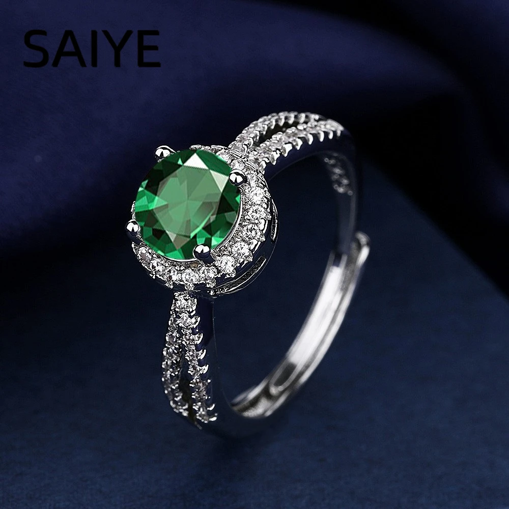 Elegant Blue Halo CZ Adjustable Sterling Silver Ring for Women - Fine Jewelry Gift